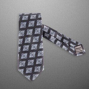 Silk—Charcoal Geometric—hand-made tie